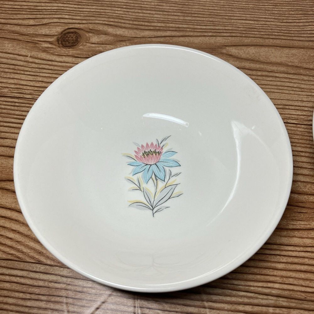 Berry/dessert Bowl Steubenville FAIRLANE‎ *TURQUOISE/PINK FLOWER 5 1/2 Set 2